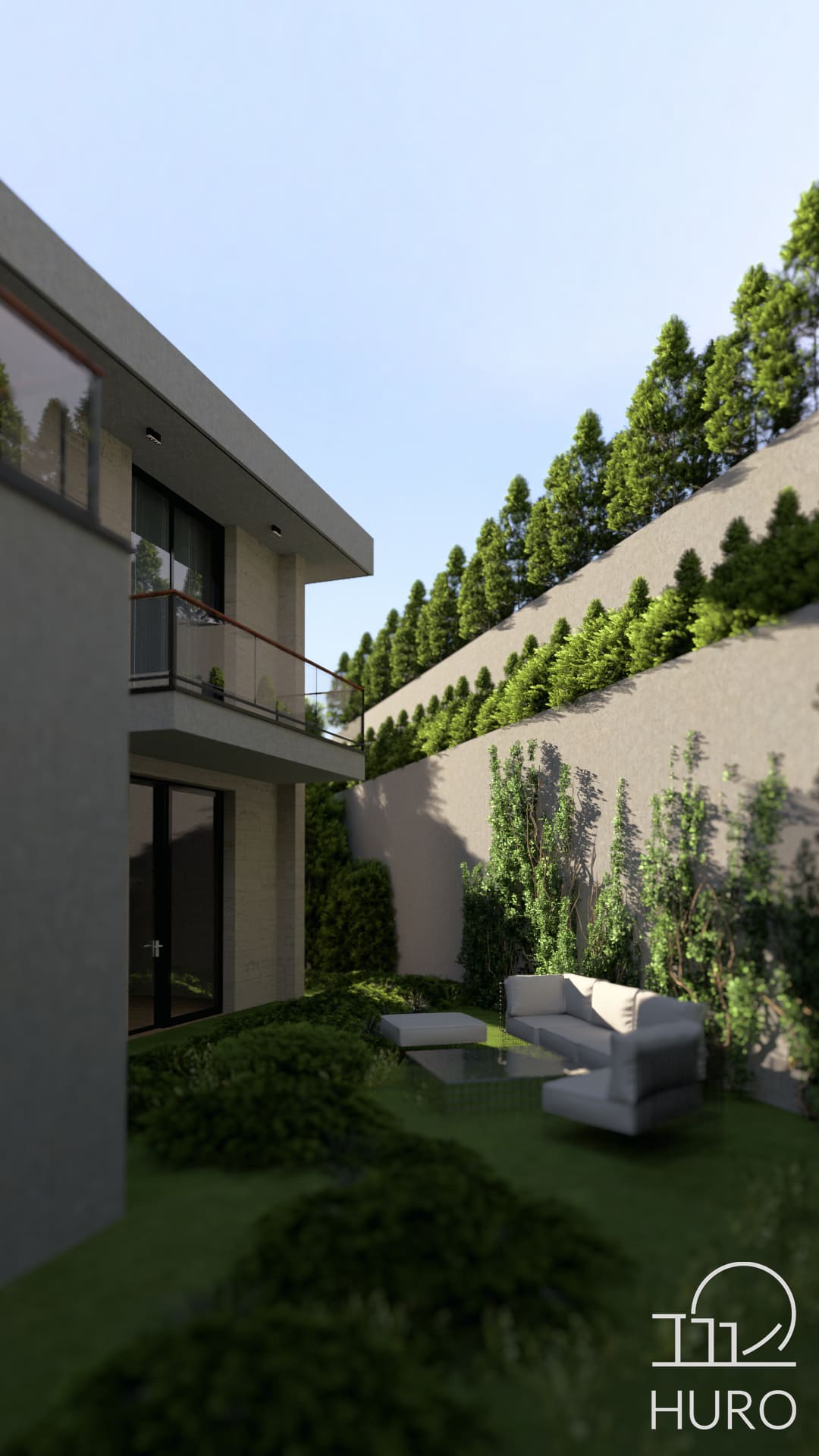 modern house architecture by HURO, architectural visualization, ჰურო, საპროექტო კომპანია