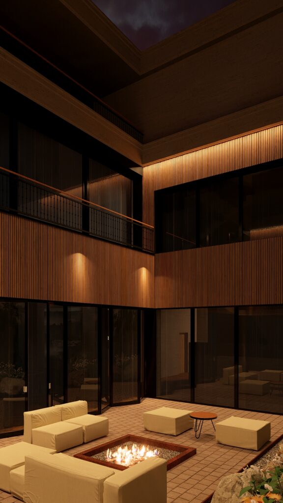 HURO Villa Dzegvi interior night
